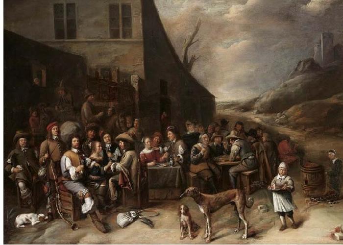 Gillis van Tilborgh Outside a Tavern oil painting image